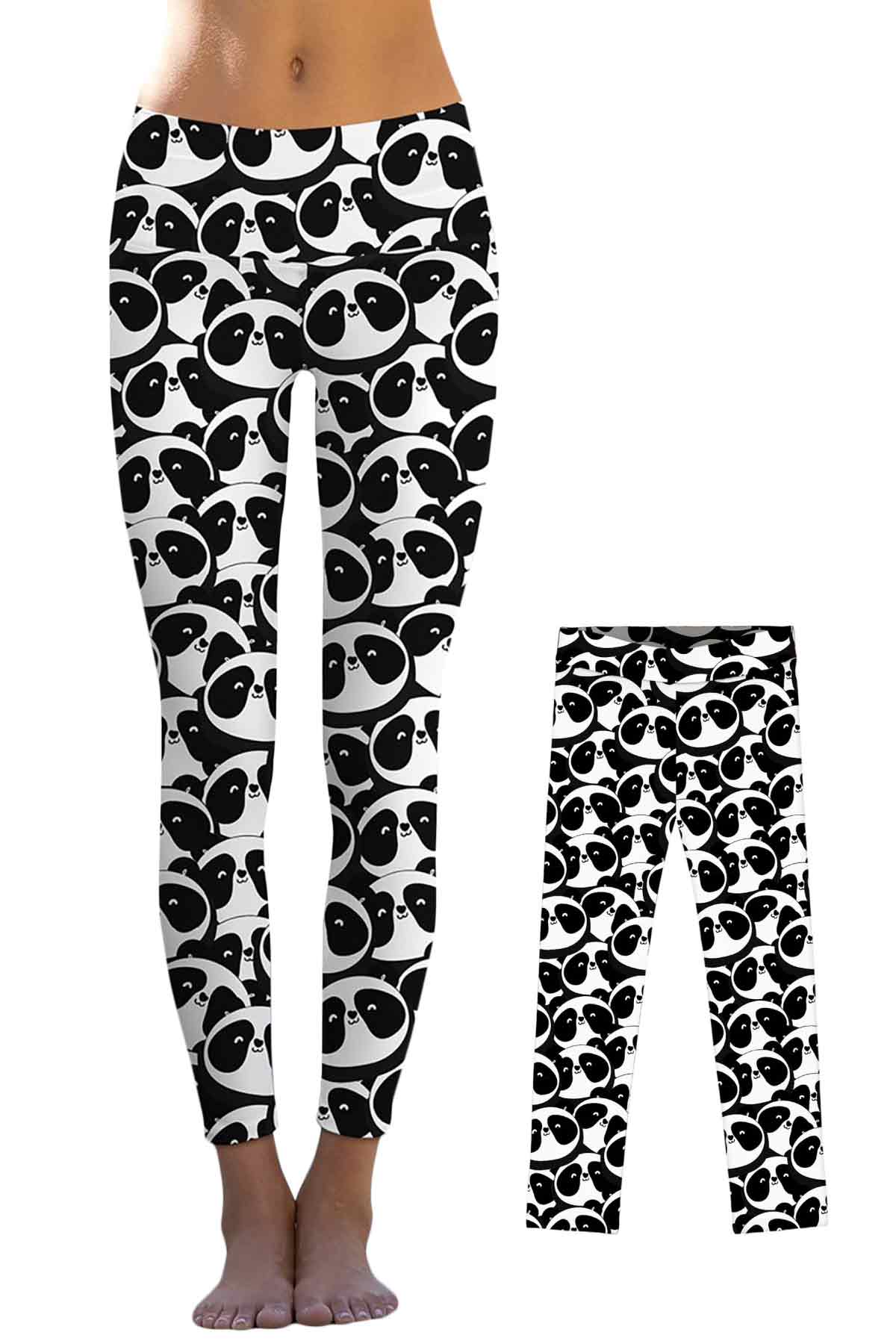 OMG! panda Lucy Black & White Animal Print Leggings - Mommy and Me