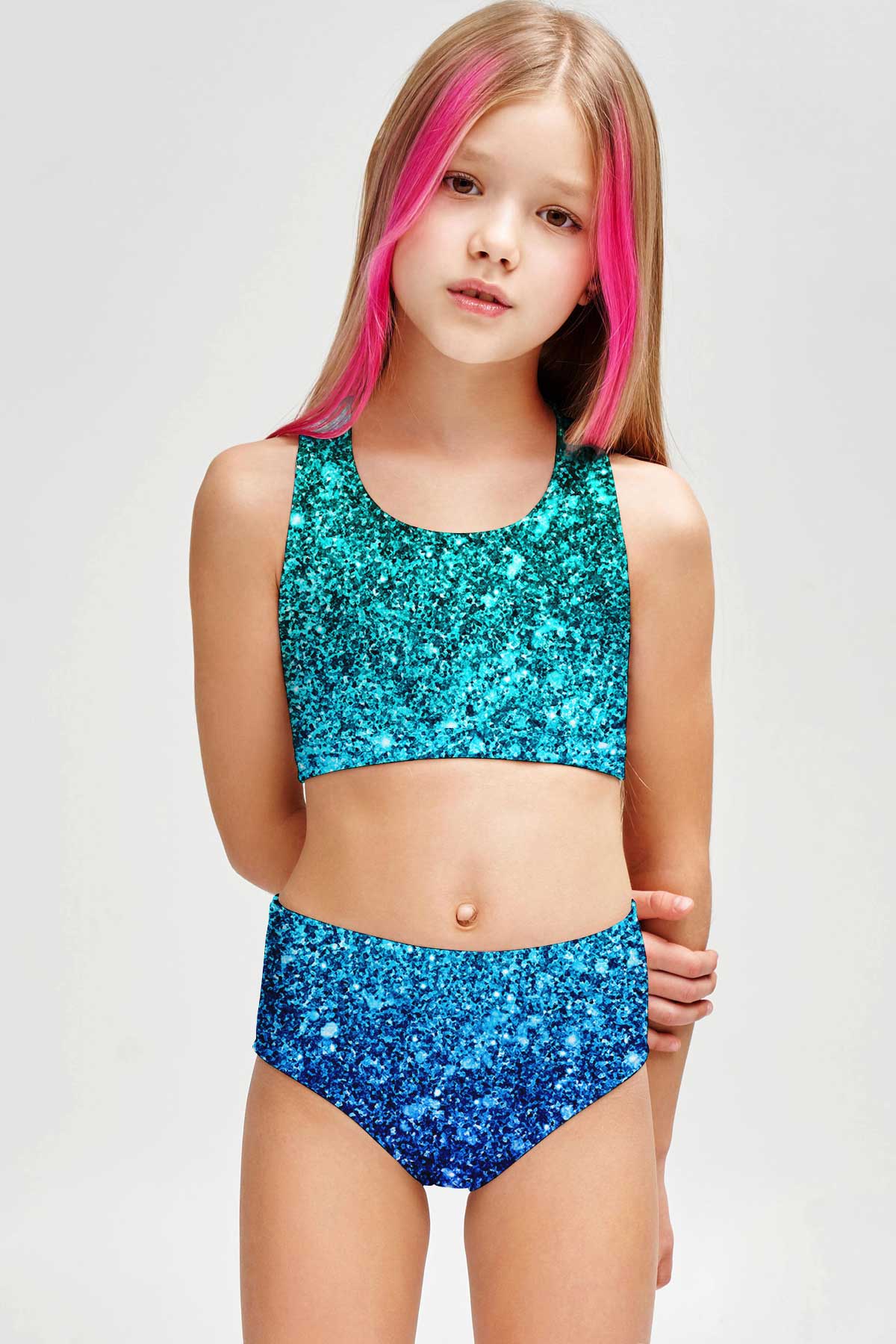 Ocean Drive Claire Blue Two-Piece Swimsuit Sporty Swimwear Set - Girls