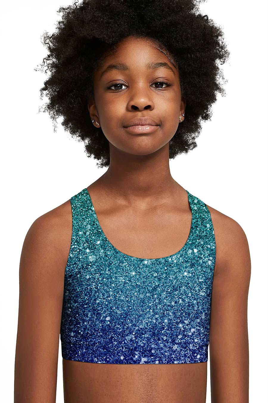 CLEARANCE! 65% off with code: VIP65 - Ocean Drive Stella Blue Seamless Racerback Sports Bra Crop Top - Kids