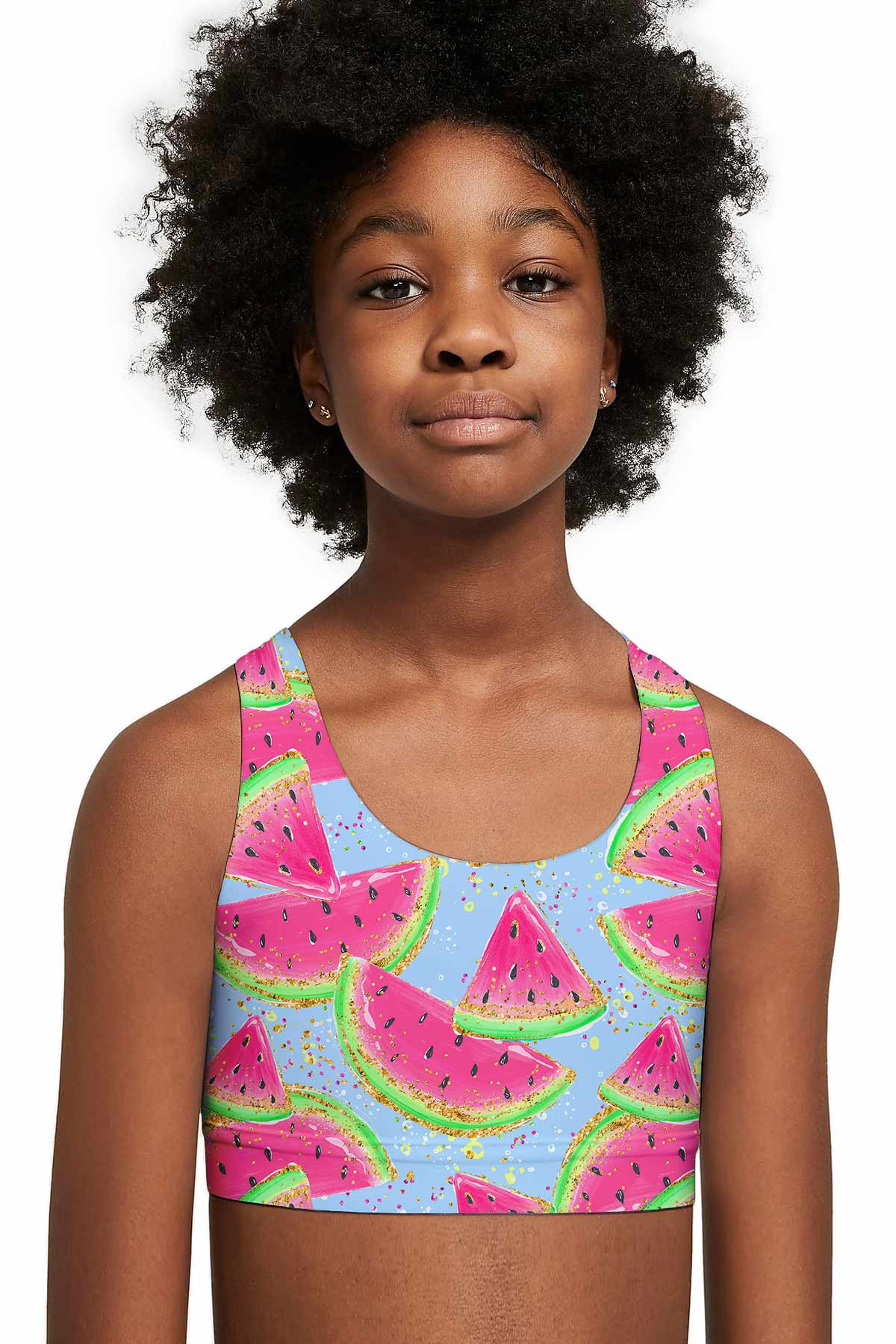 One in a Melon Stella Blue Fruity Seamless Sports Bra Crop Top - Kids