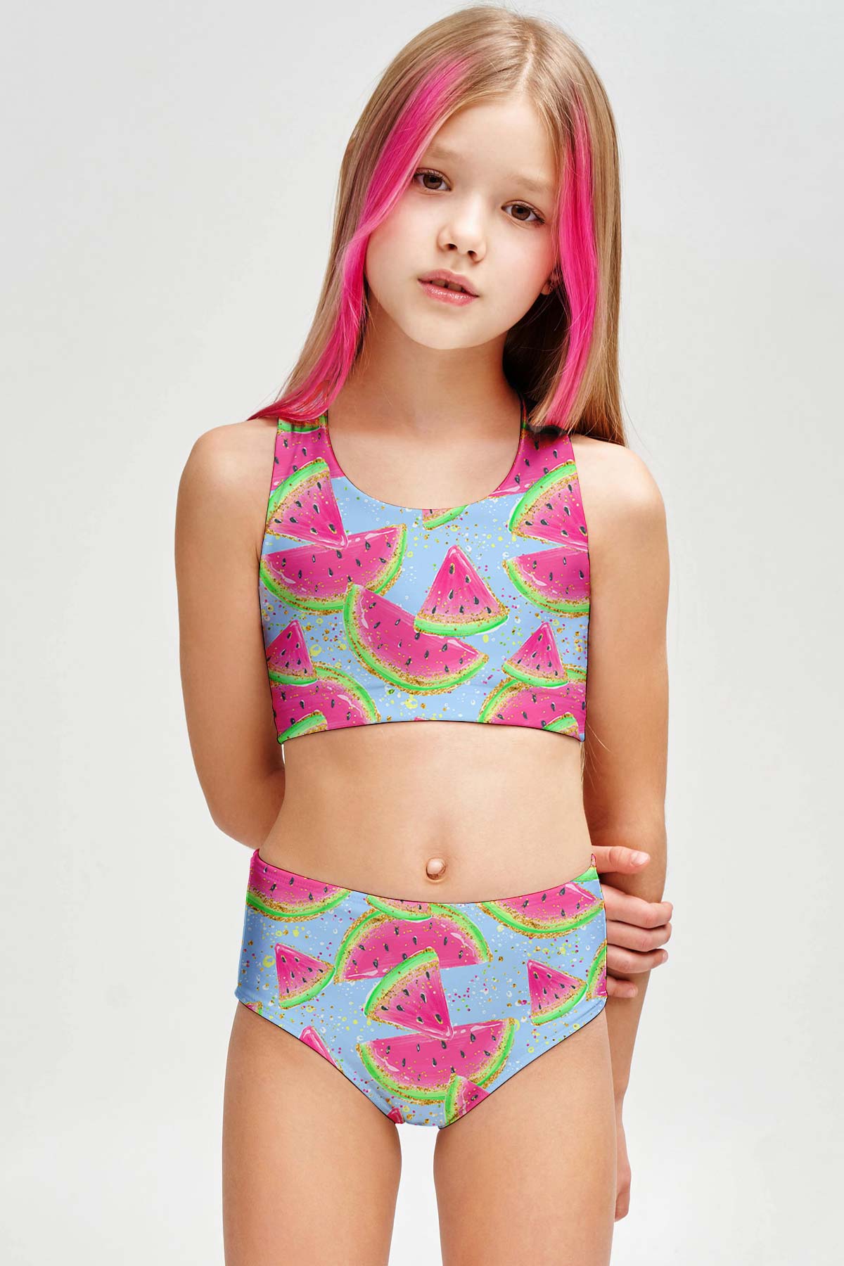 One in a Melon Claire Two-Piece Swimsuit Sporty Swimwear Set - Girls