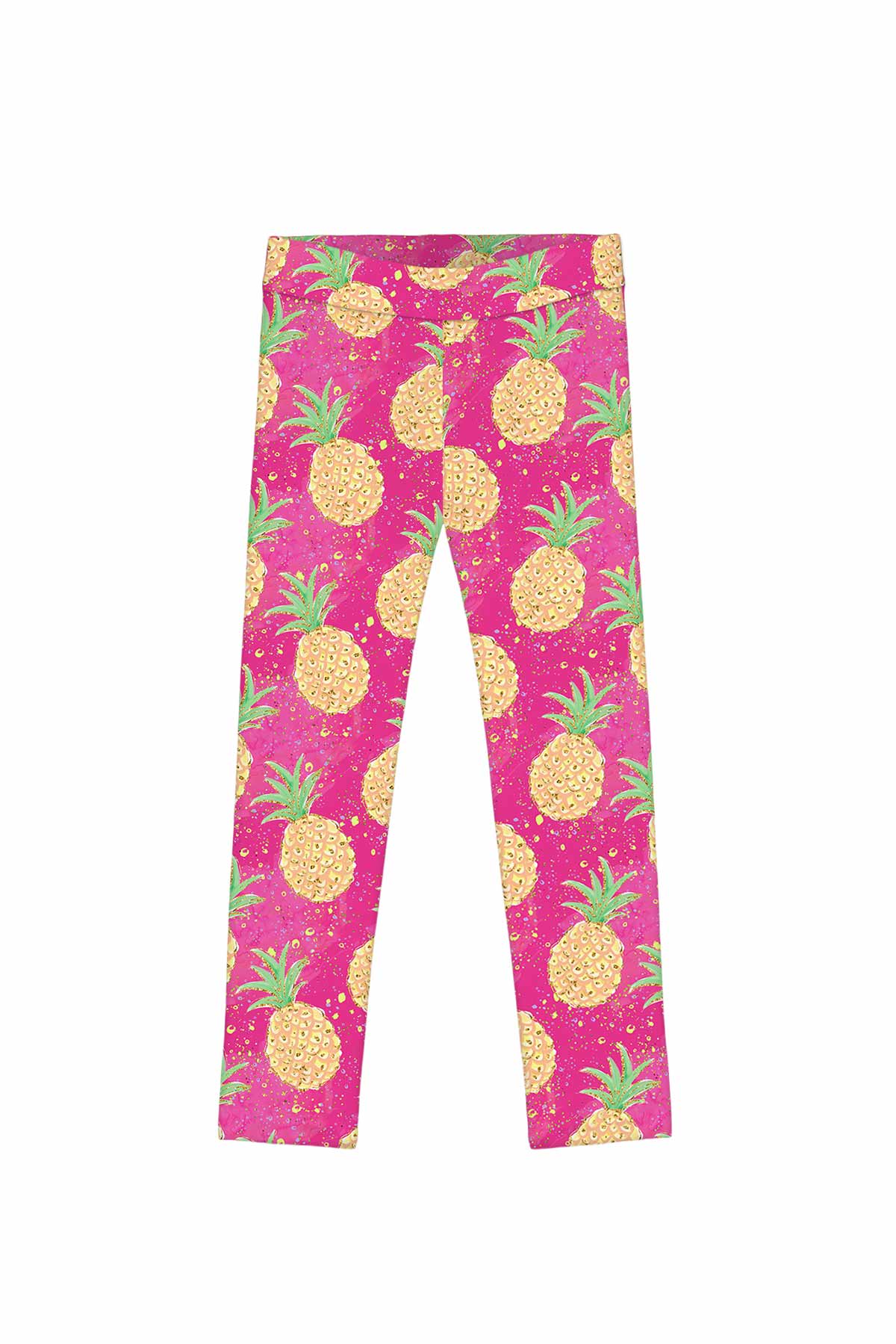 CLEARANCE! 65% off with code: VIP65 - Piña Colada Lucy Pink Pineapple Print Summer Leggings - Kids