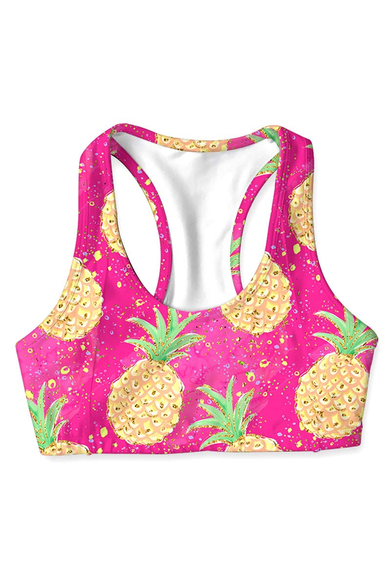 Piña Colada Stella Pink Seamless Racerback Sport Yoga Bra - Women