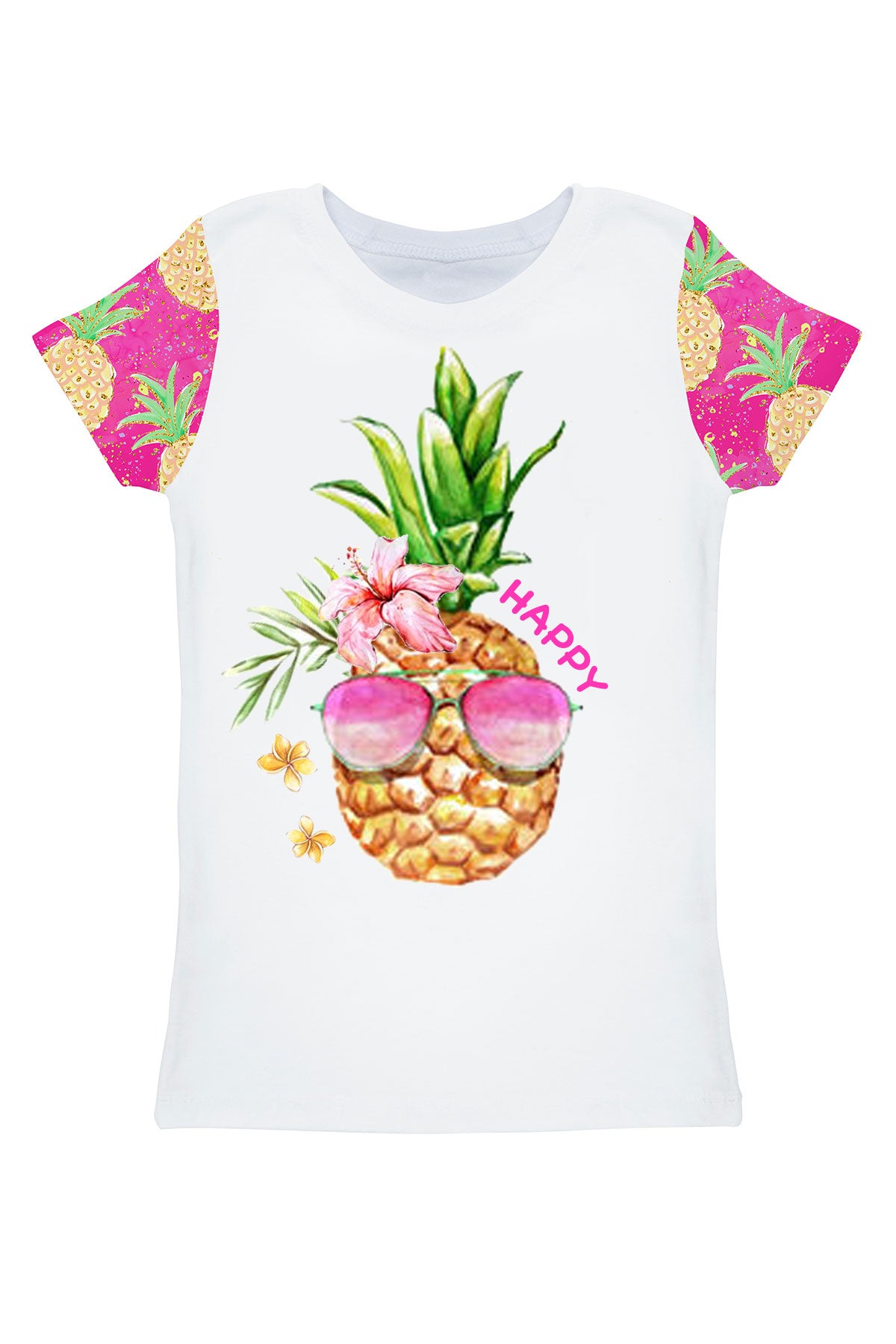 Piña Colada Zoe White Tropical Print Summer T-Shirt - Women