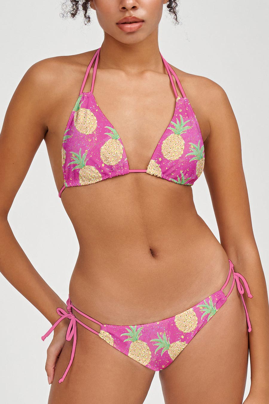 Piña Colada Sara Pink Pineapple Strappy Triangle Bikini Top - Women