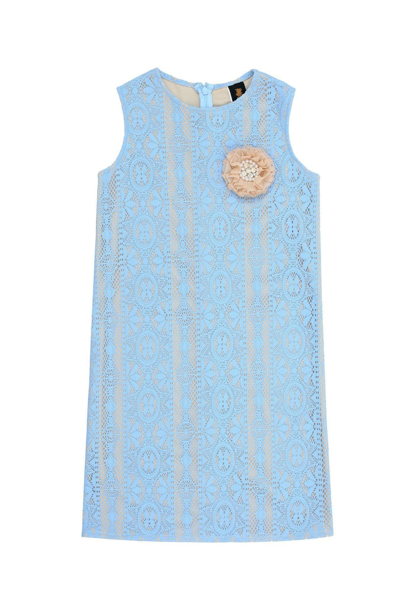 Baby Blue CrochetÂ Lace Shift Party Cocktail Summer Dress - Girls