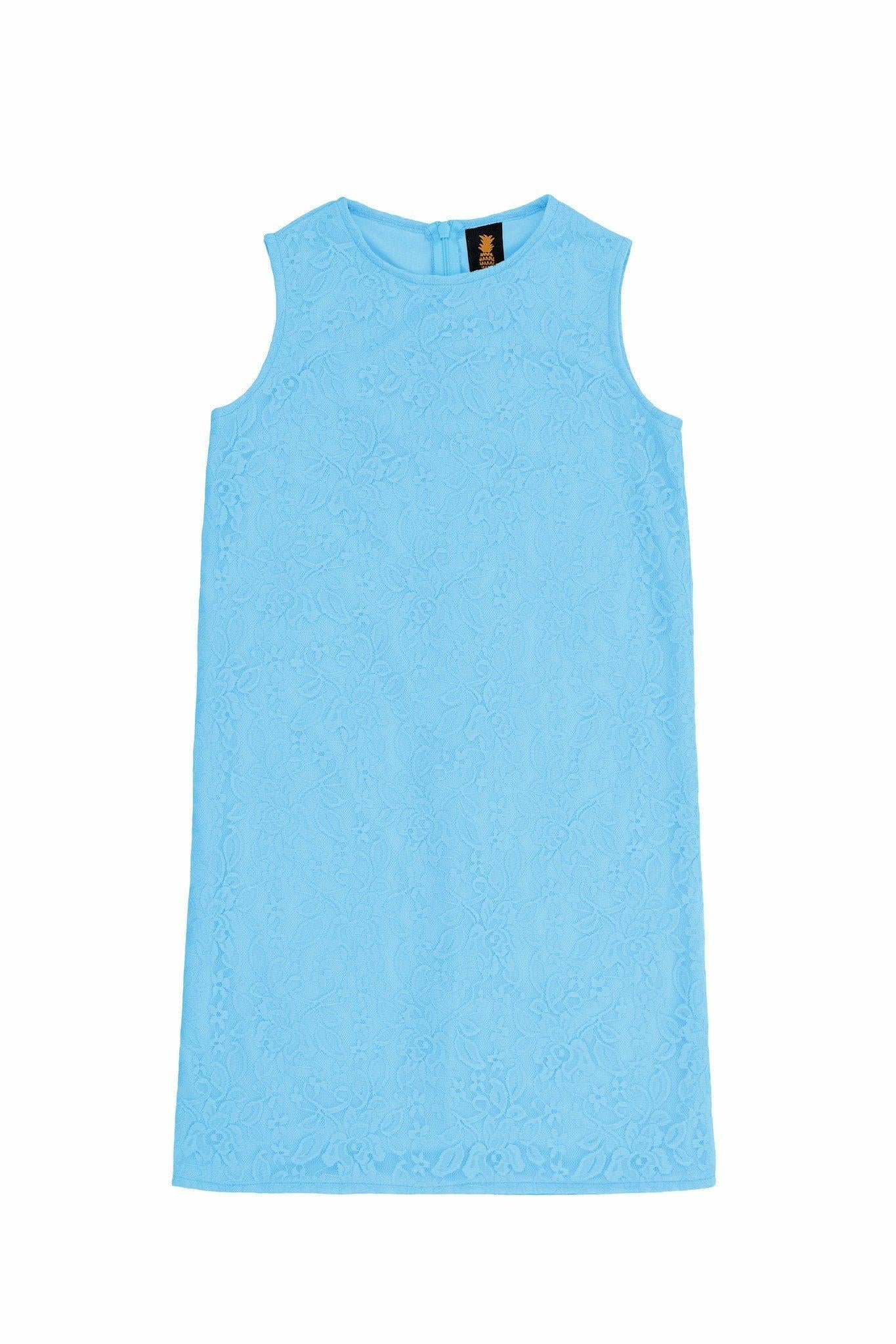 CLEARANCE! 65% off with code: VIP65 - Baby Blue Stretchy Lace Sleeveless Summer Fancy Shift Dress - Girls