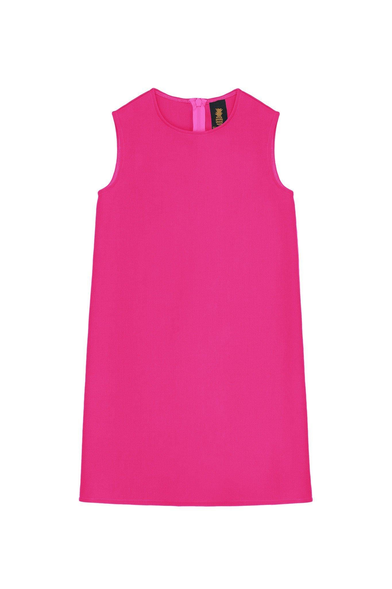 Hot Pink Fuchsia Stretchy Sleeveless Cute Summer Shift Dress - Girls