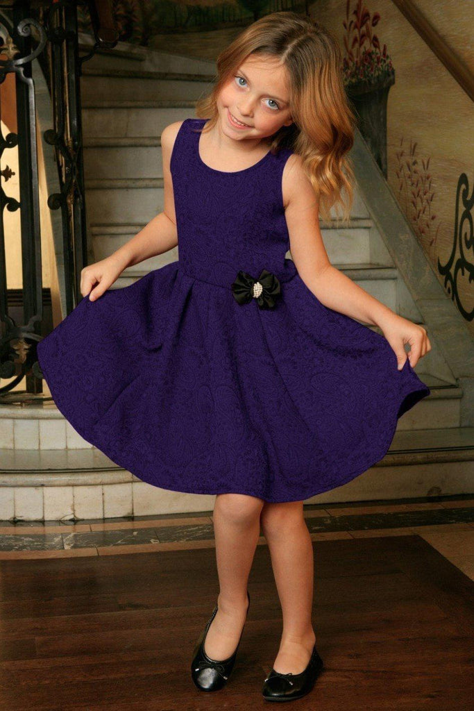 purple fit and flare cocktail dress