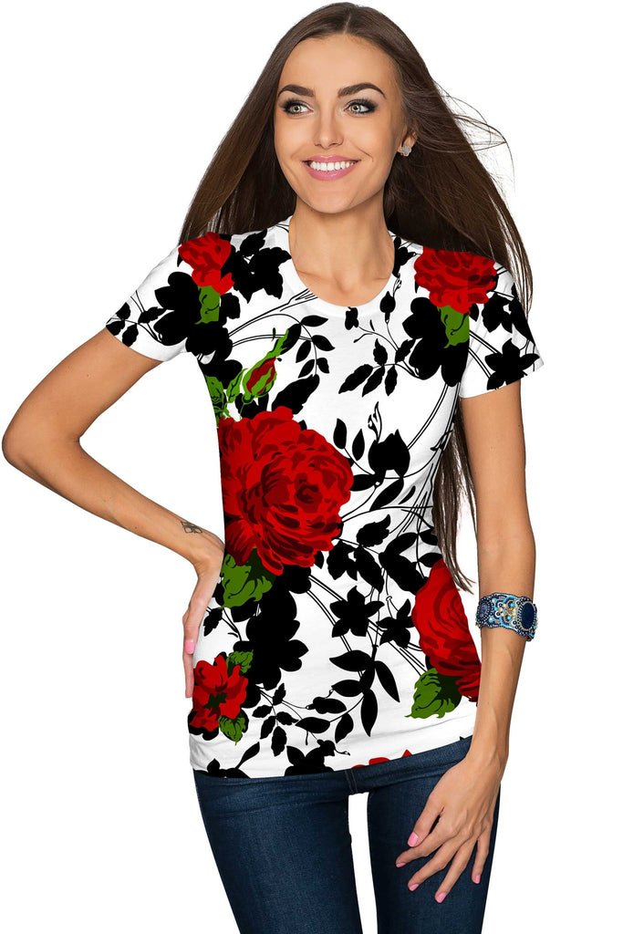 red floral t shirt