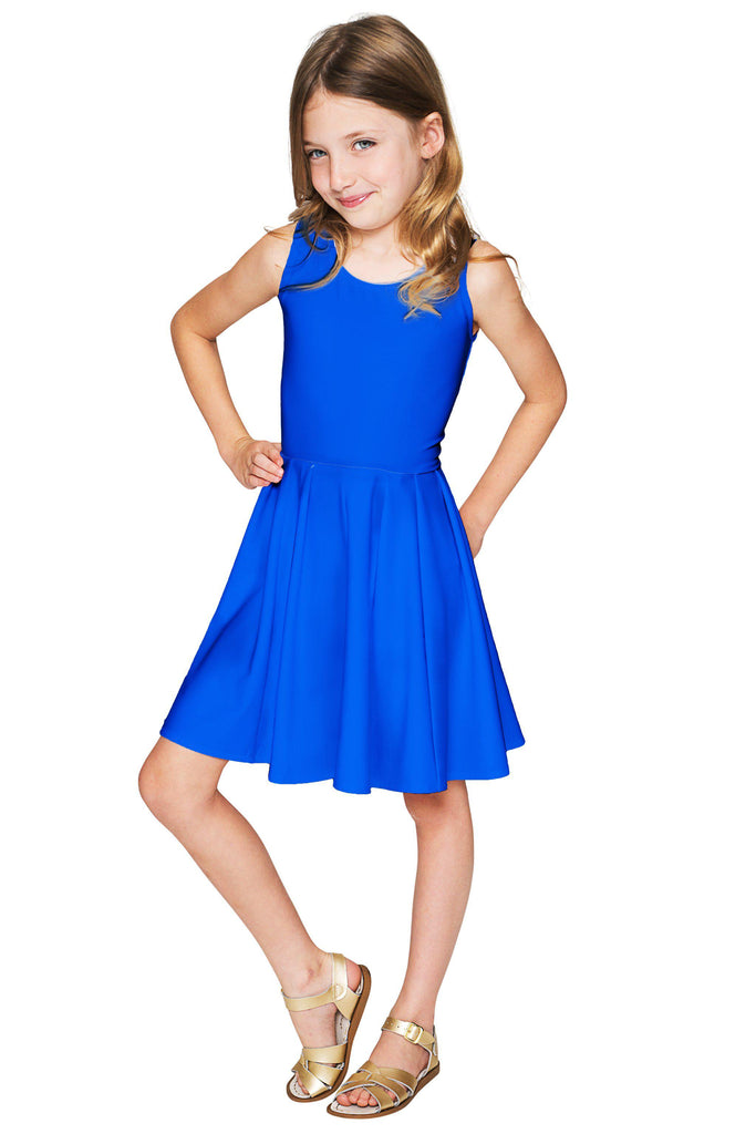 royal blue fit and flare dress