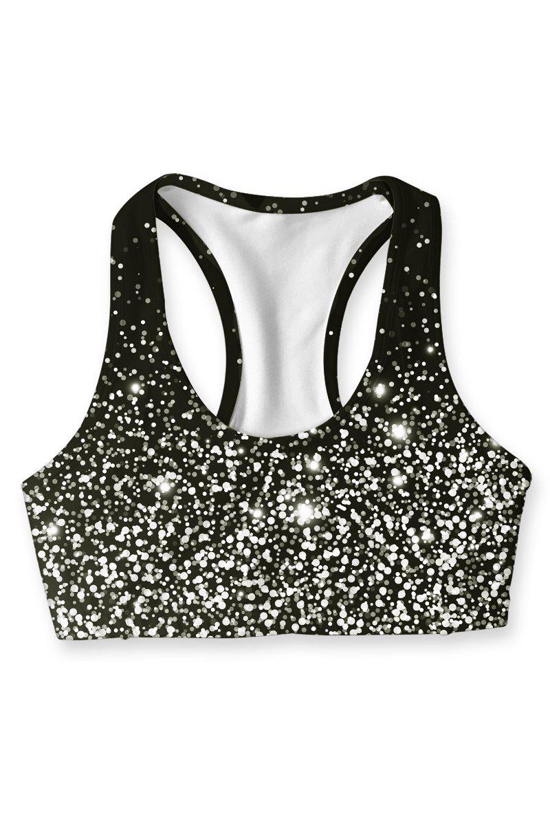 CLEARANCE! 65% off with code: VIP65 - Silver Chichi Stella Black Seamless Racerback Sport Yoga Bra - Women