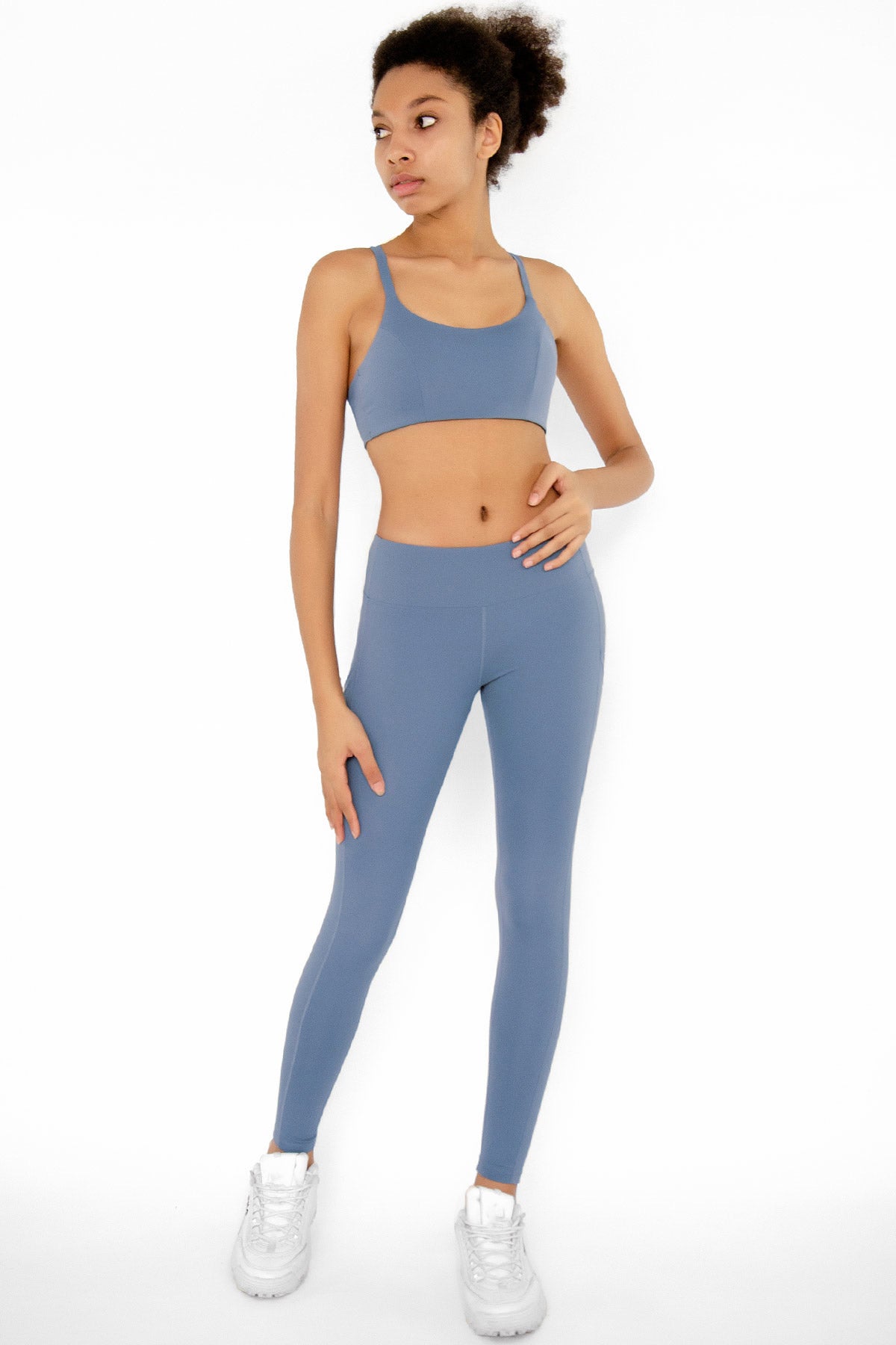 Sky Blue Kelly Strappy Padded Sports Bra - Women