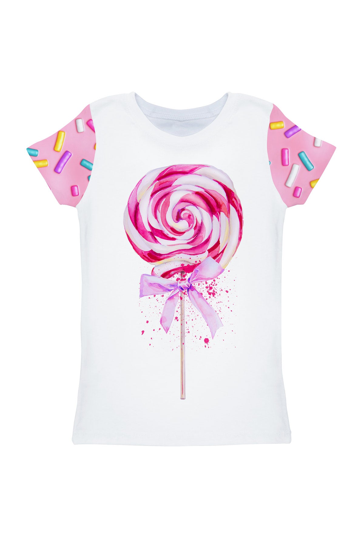 Sugar Baby Zoe White Pink Lollypop Print Cute Summer T-Shirt - Kids