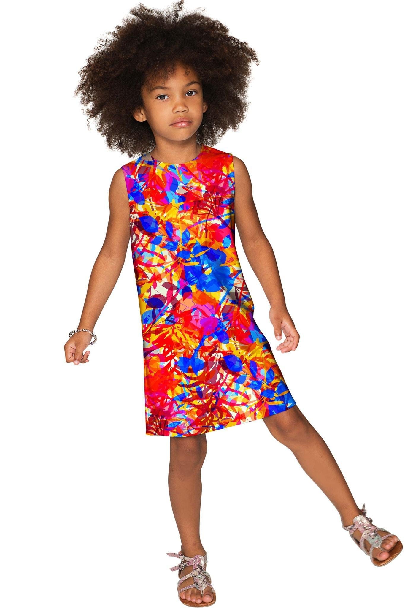 CLEARANCE! 65% off with code: VIP65 - Summer Dizziness Adele Fashion Printed Shift Dress - Girls