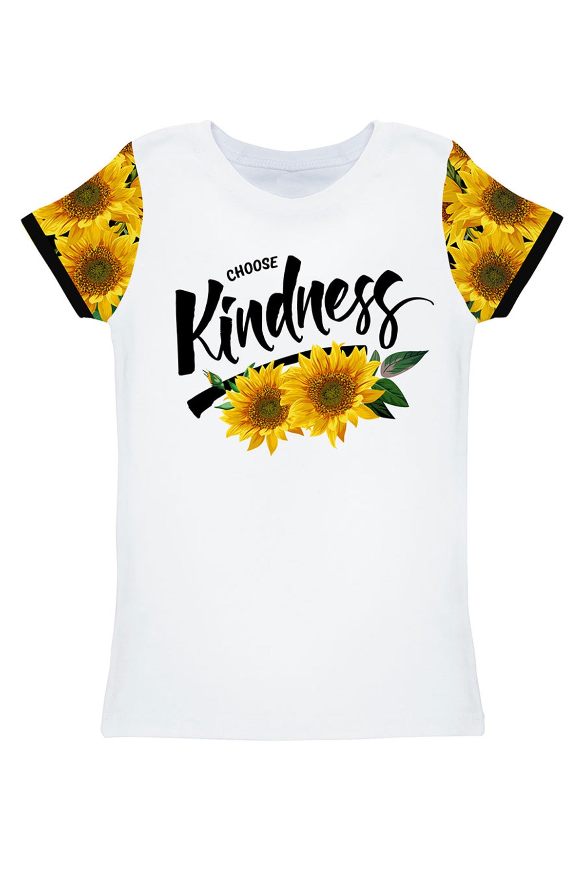 Sunnyflower Zoe White Designer Quote Floral Print T-Shirt - Women