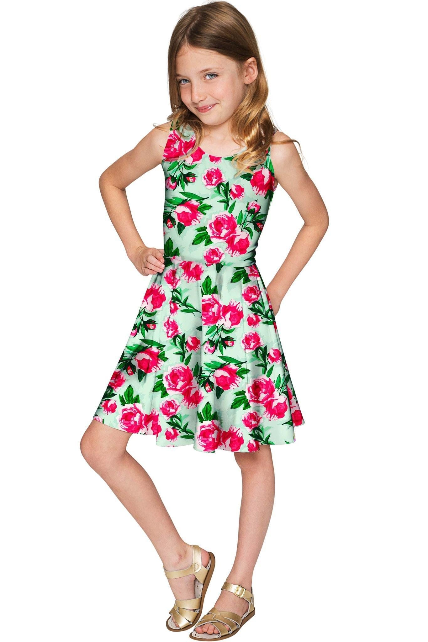 CLEARANCE! 65% off with code: VIP65 - Sweetheart Mia Fit & Flare Green Flower Print Dress - Girls