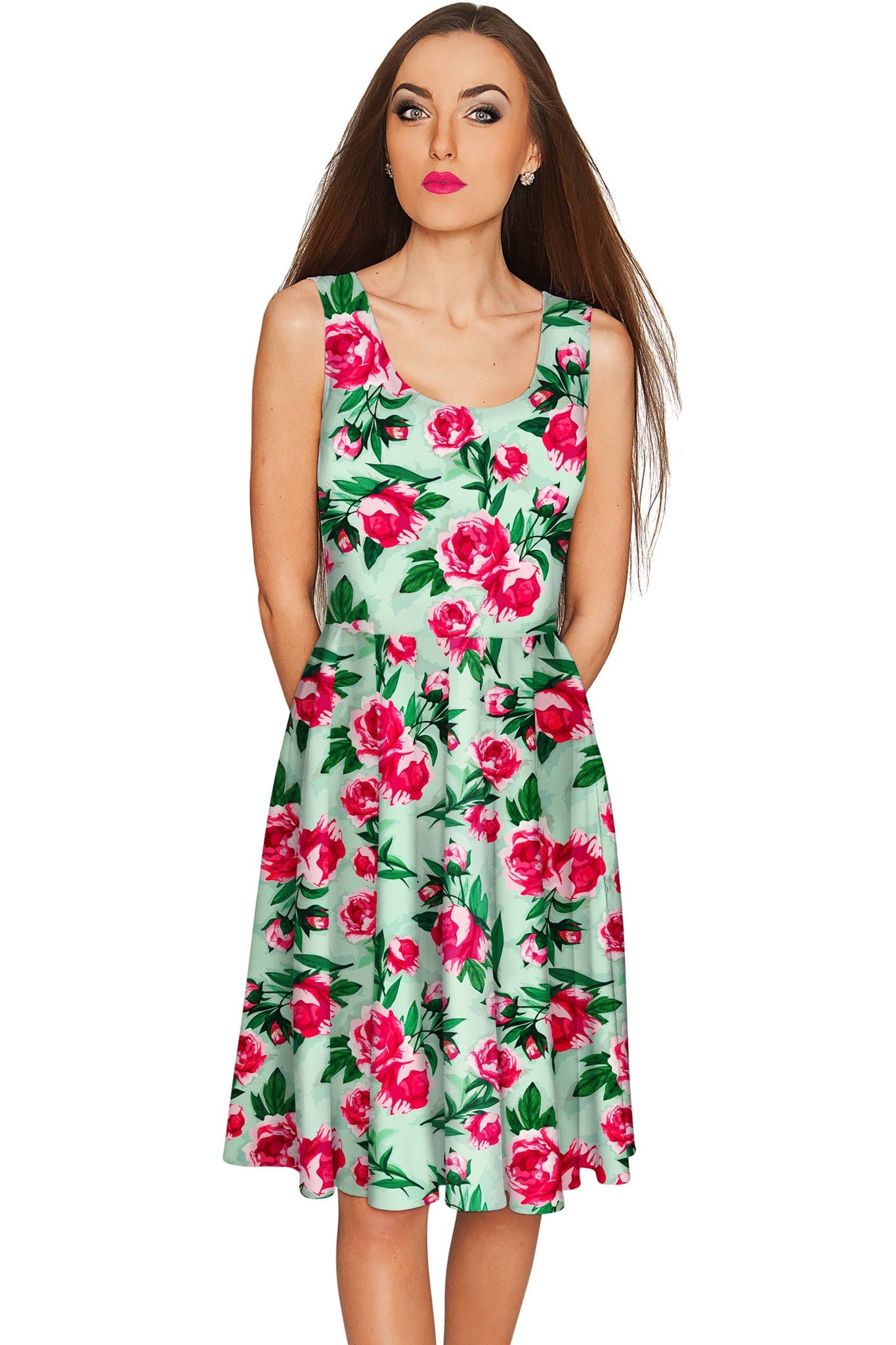 Sweetheart Mia Green Floral Skater Party Dress - Women | Pineapple ...