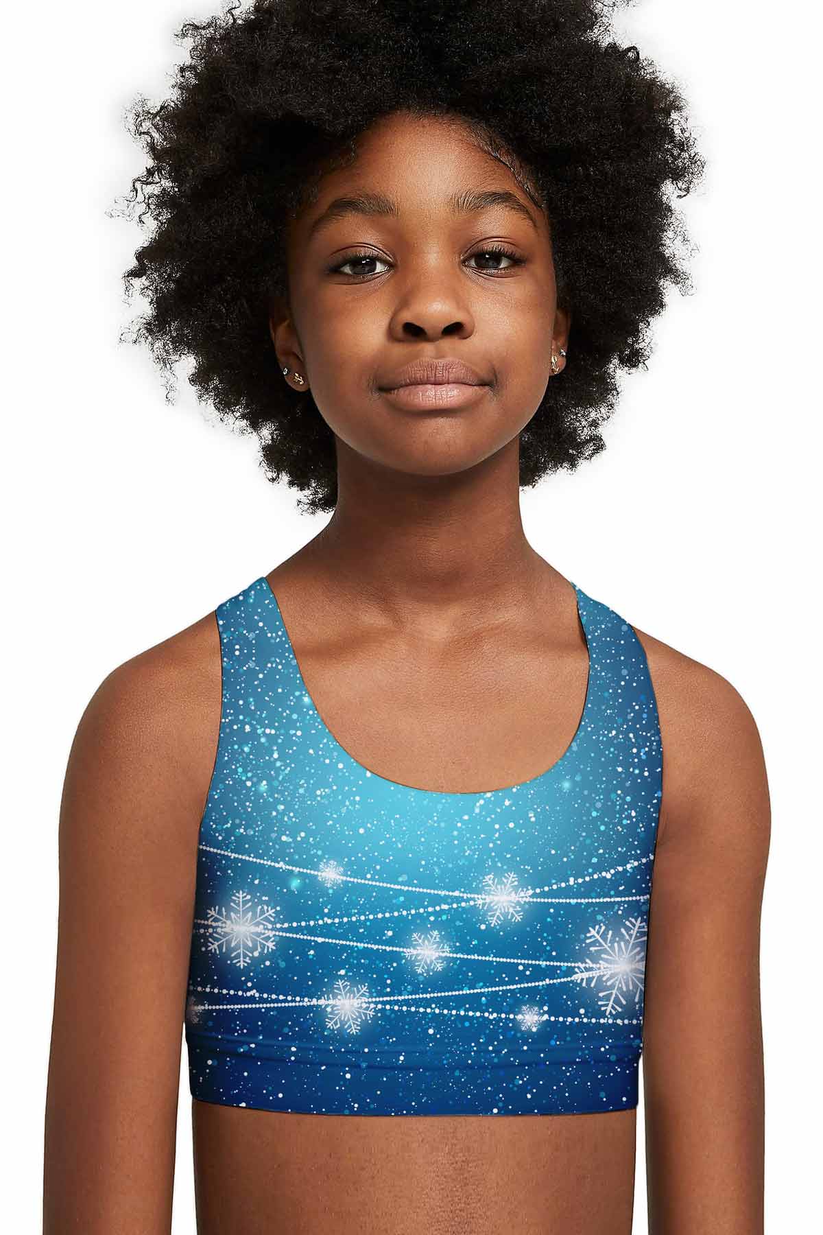 The Snow Queen Stella Blue Seamless Sports Bra Crop Top - Kids