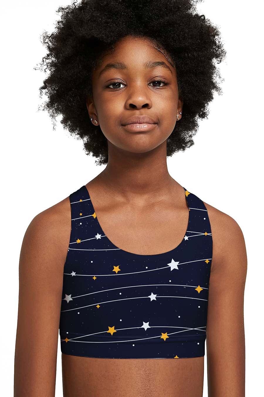 CLEARANCE! 65% off with code: VIP65 - To the Moon & Back Stella Blue Seamless Sports Bra Crop Top - Kids