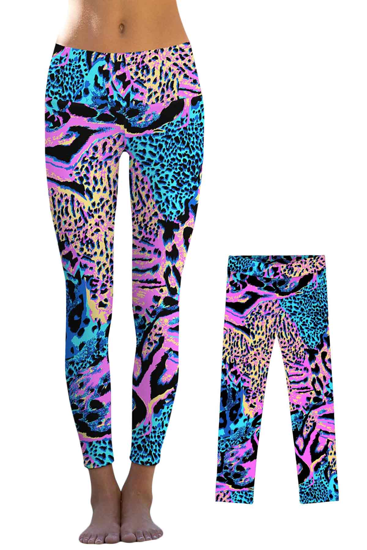 Trendsetter Lucy Blue Pink Animal Printed Leggings - Mommy and Me