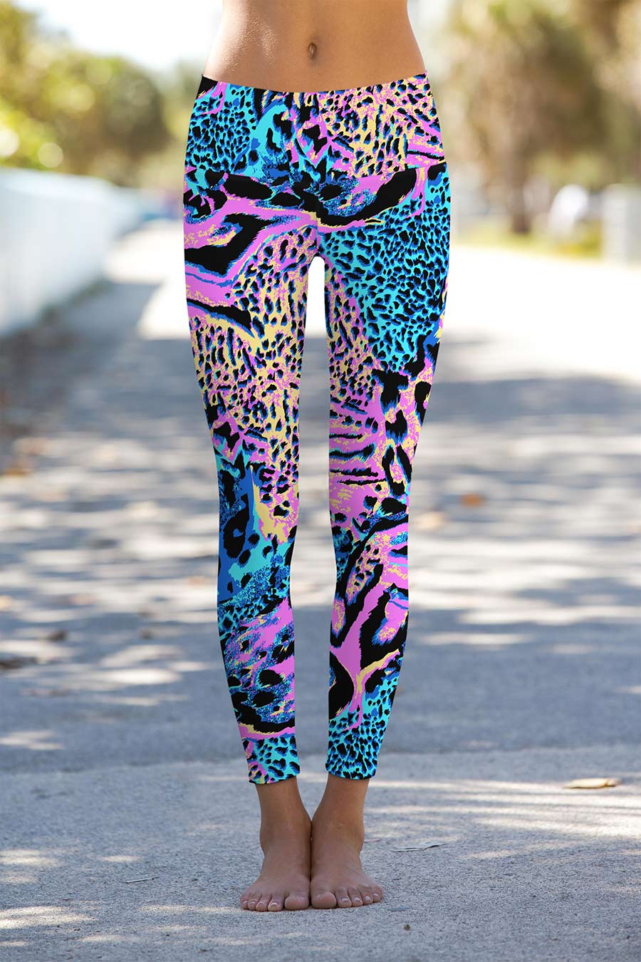 Trendsetter Lucy Blue Pink Animal Printed Leggings Yoga Pants - Women ...