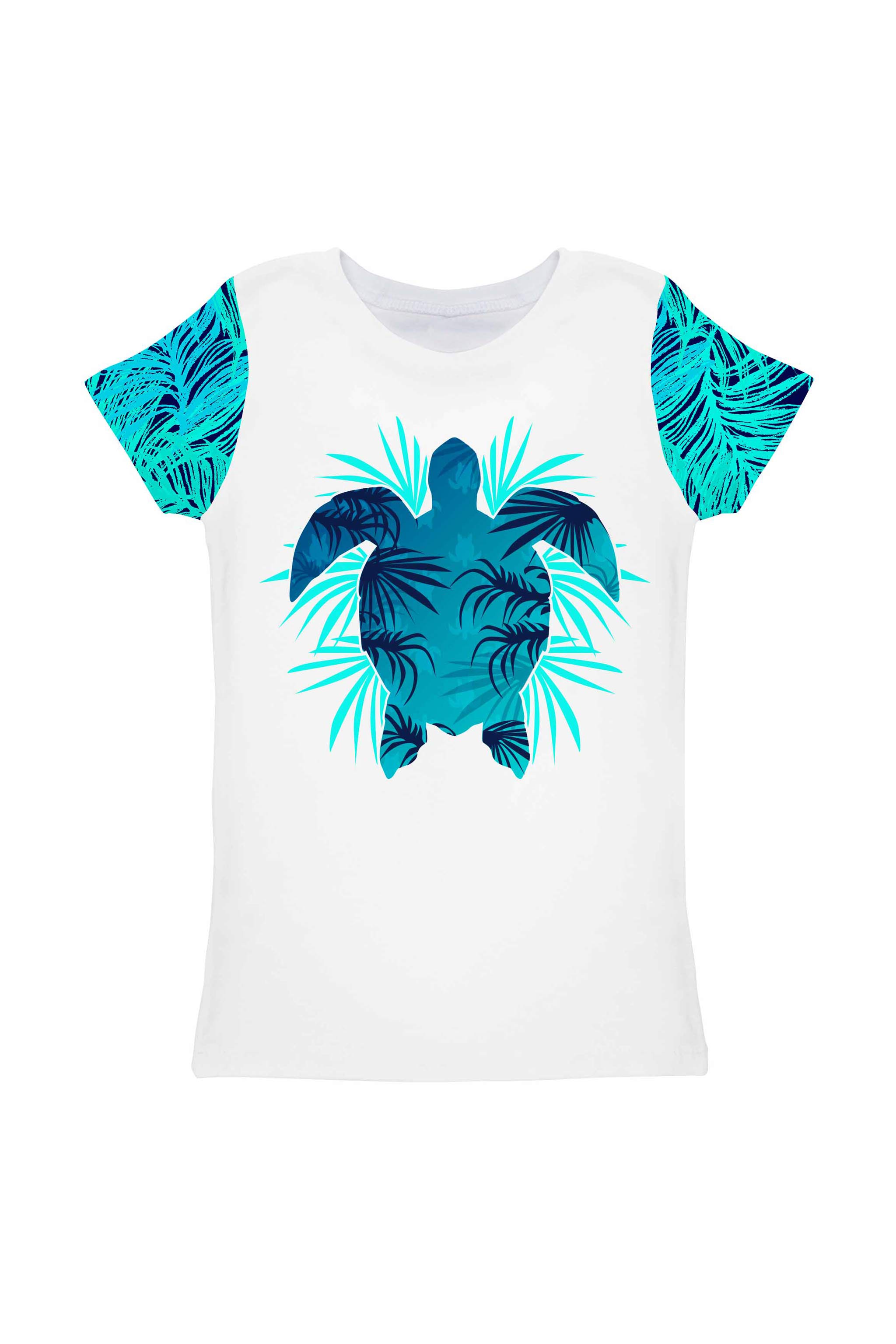 Tropical Dream Zoe White Green Tropical Print T-Shirt - Kids