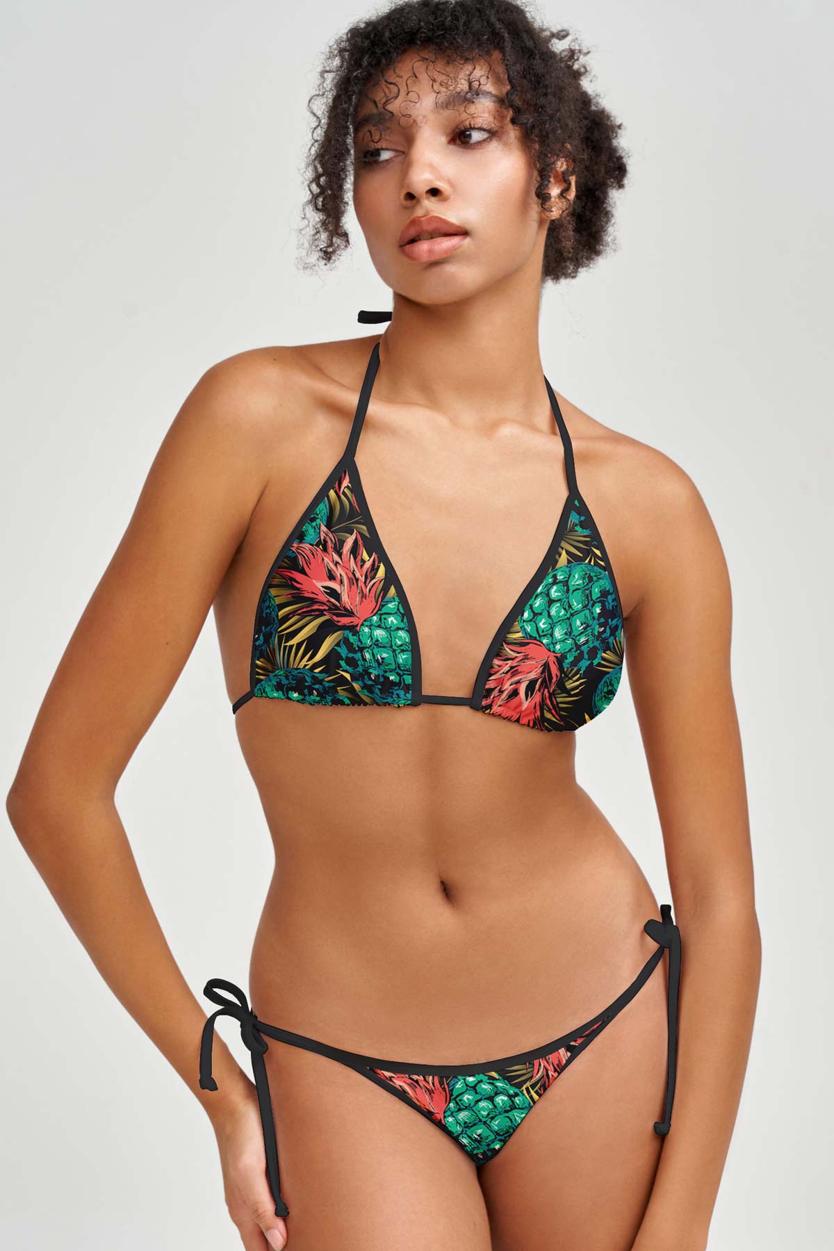 Tropicana Lara Pineapple Print Triangle String Bikini Top - Women