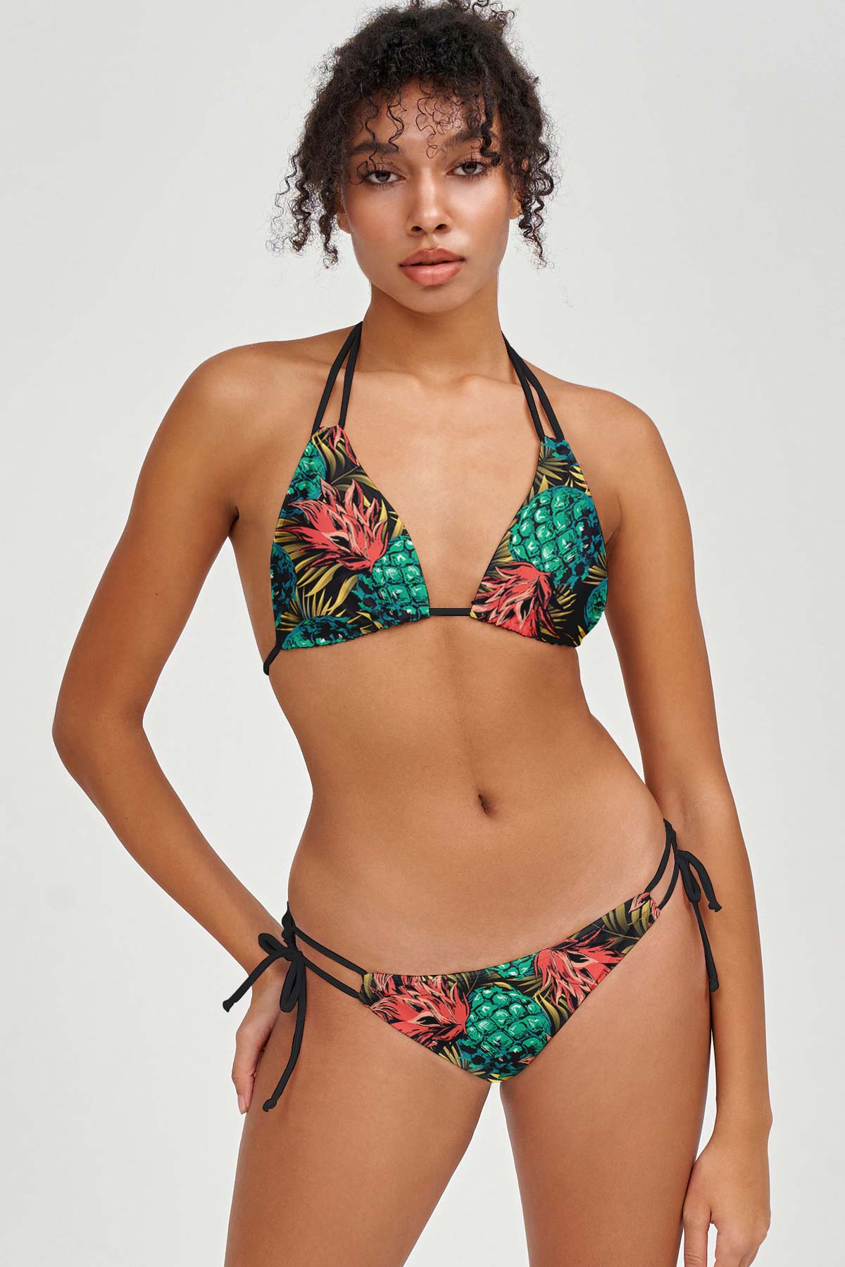 Tropicana Sara Pineapple Print Strappy Triangle Bikini Top - Women