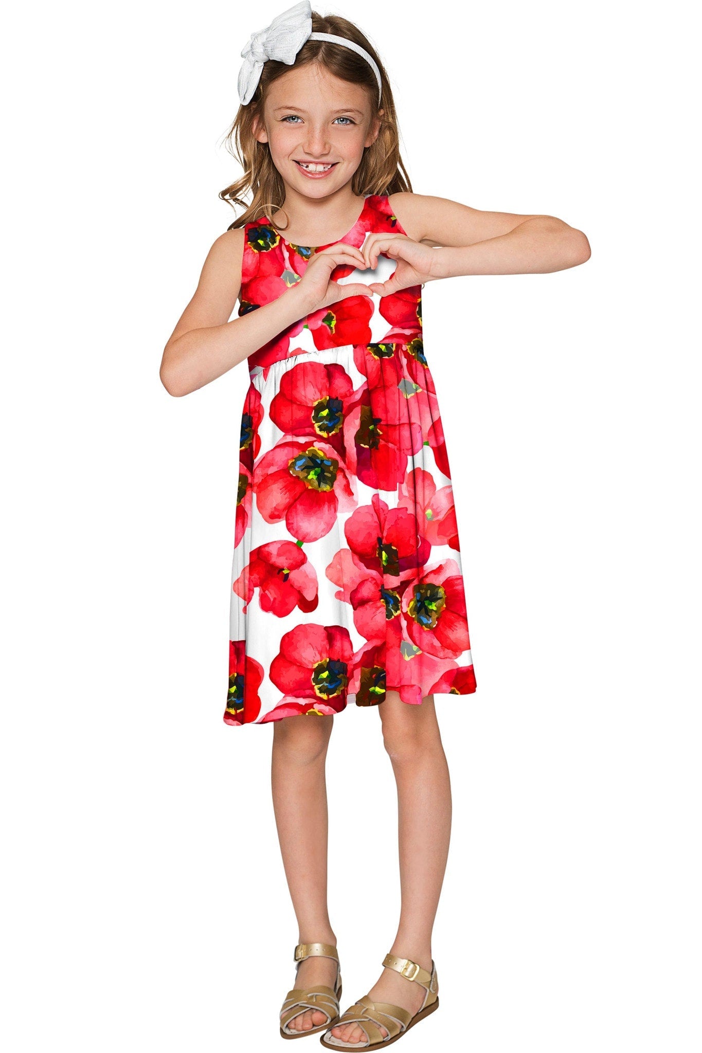 CLEARANCE! 65% off with code: VIP65 - Tulip Salsa Sanibel Empire Waist Red Floral Knit Dress - Girls