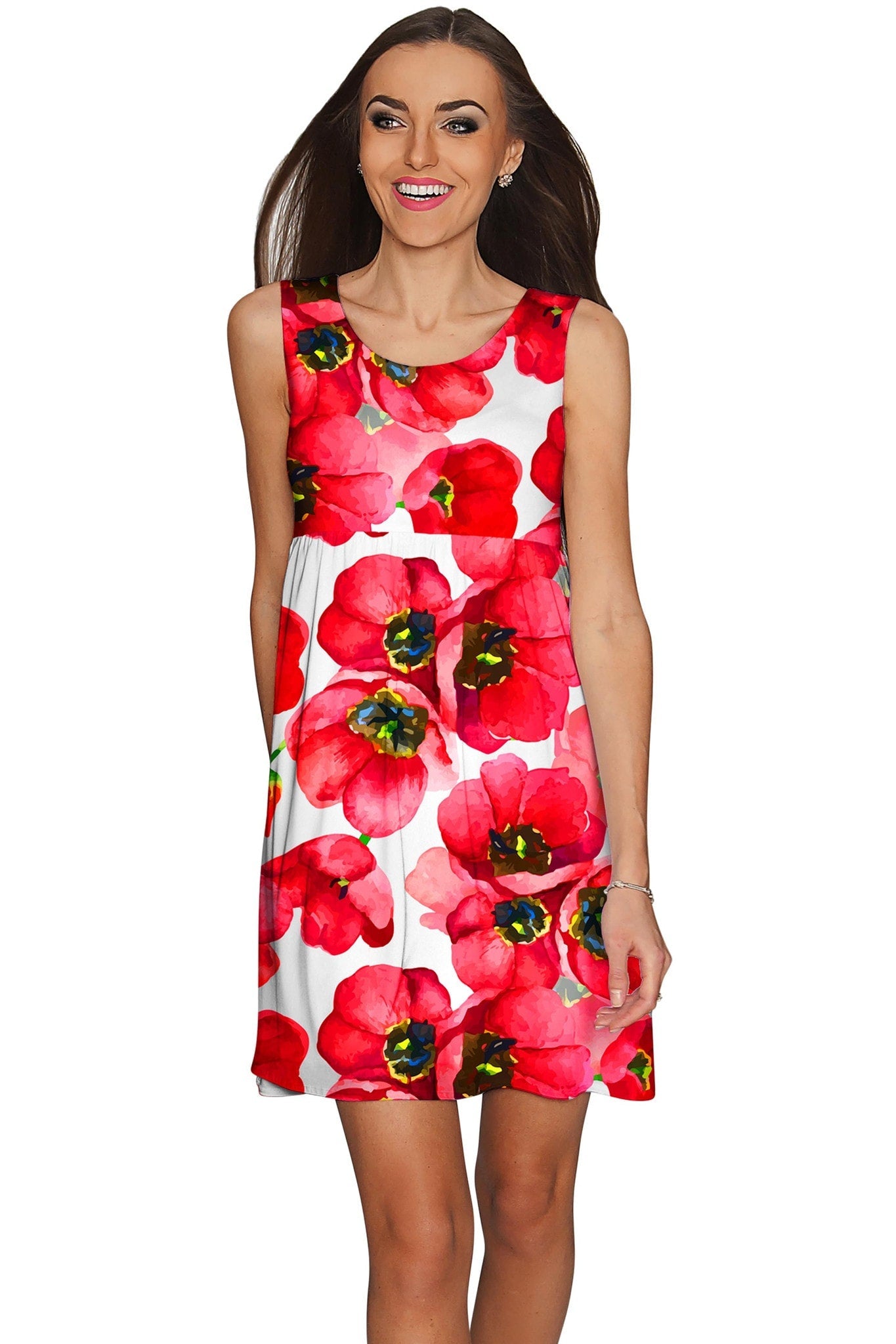 CLEARANCE! 65% off with code: VIP65 - Tulip Salsa Sanibel Empire Waist Red Summer Dress - Women