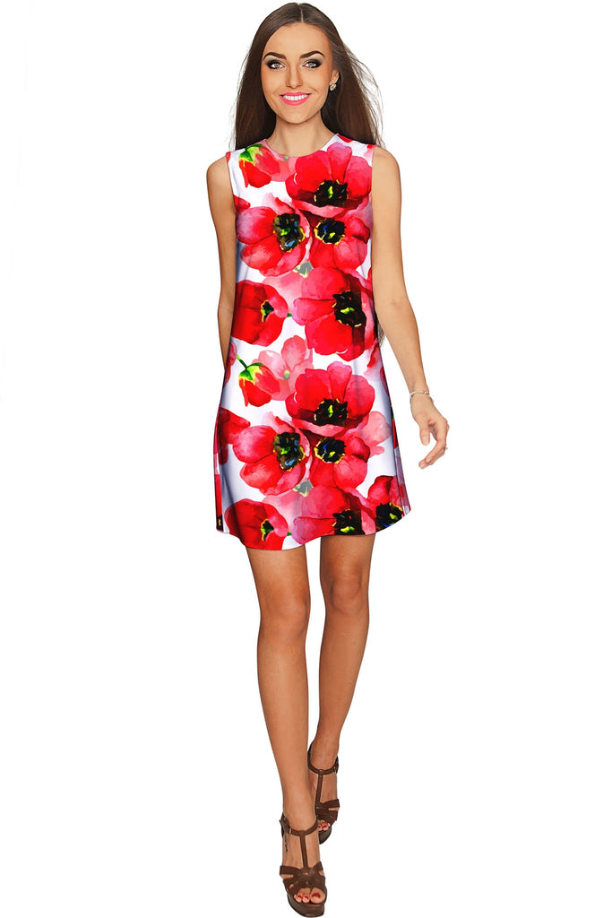 red floral summer dress