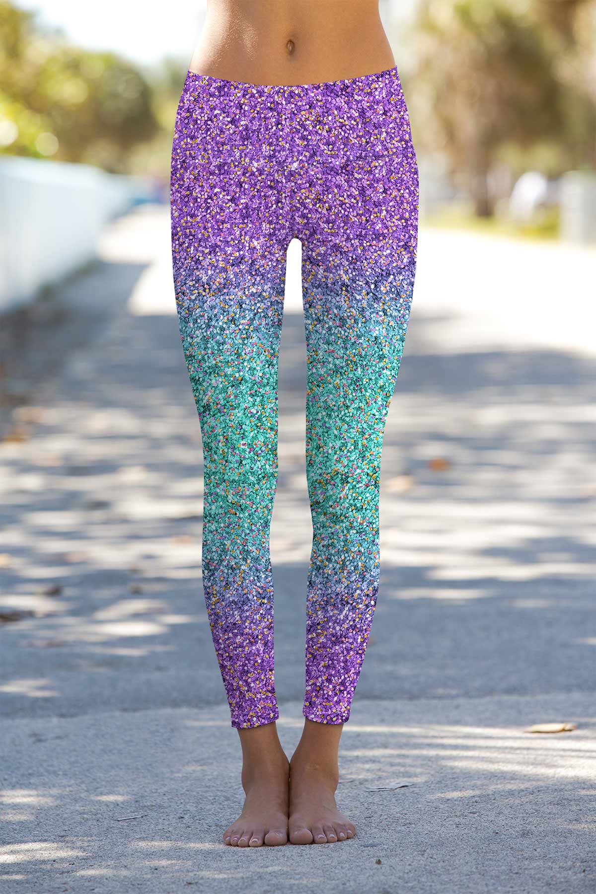 Ultraviolet Lucy Purple Glitter Print Chic Leggings Yoga Pants Women Pineapple Clothing 0771