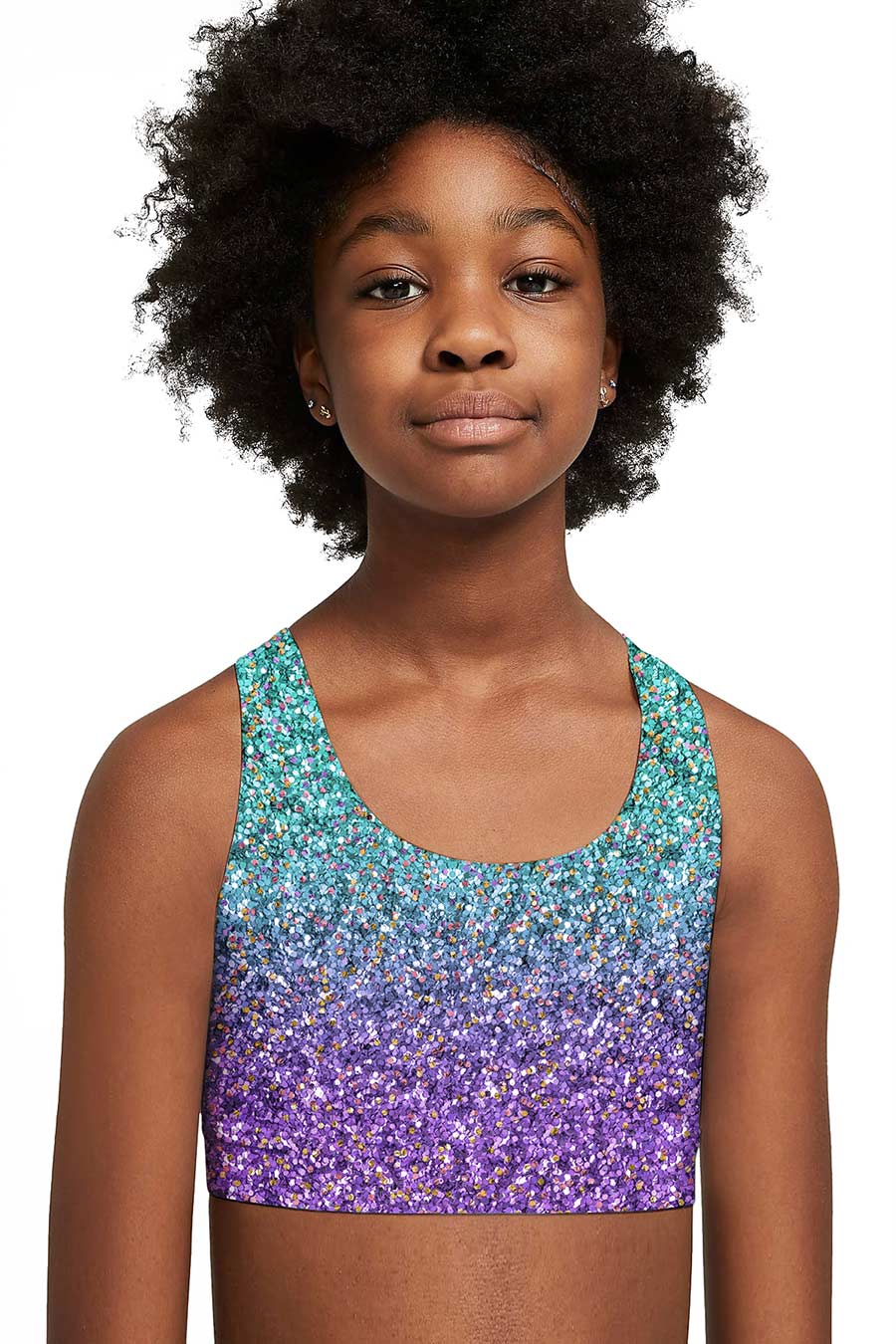 Ultraviolet Stella Purple Seamless Racerback Sport Bra Crop Top - Kids