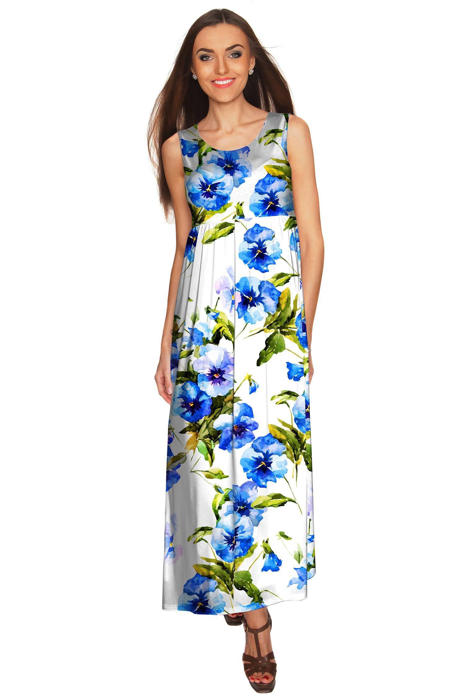 Catch Me Bella White Floral Sleeveless Empire Waist Maxi Dress - Women