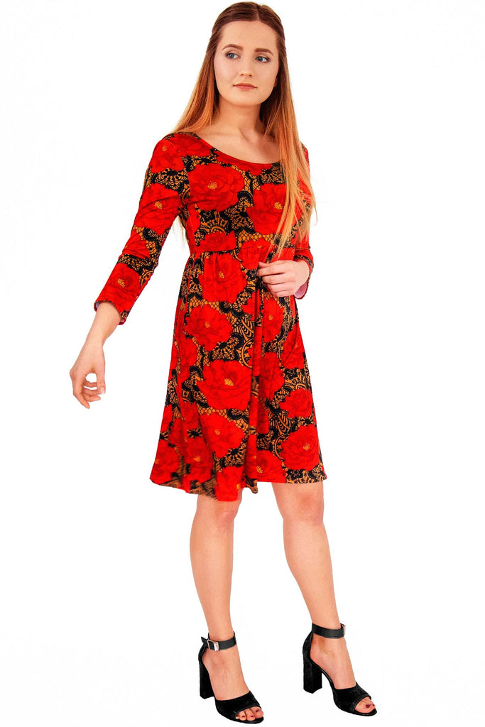 empire waist red dress