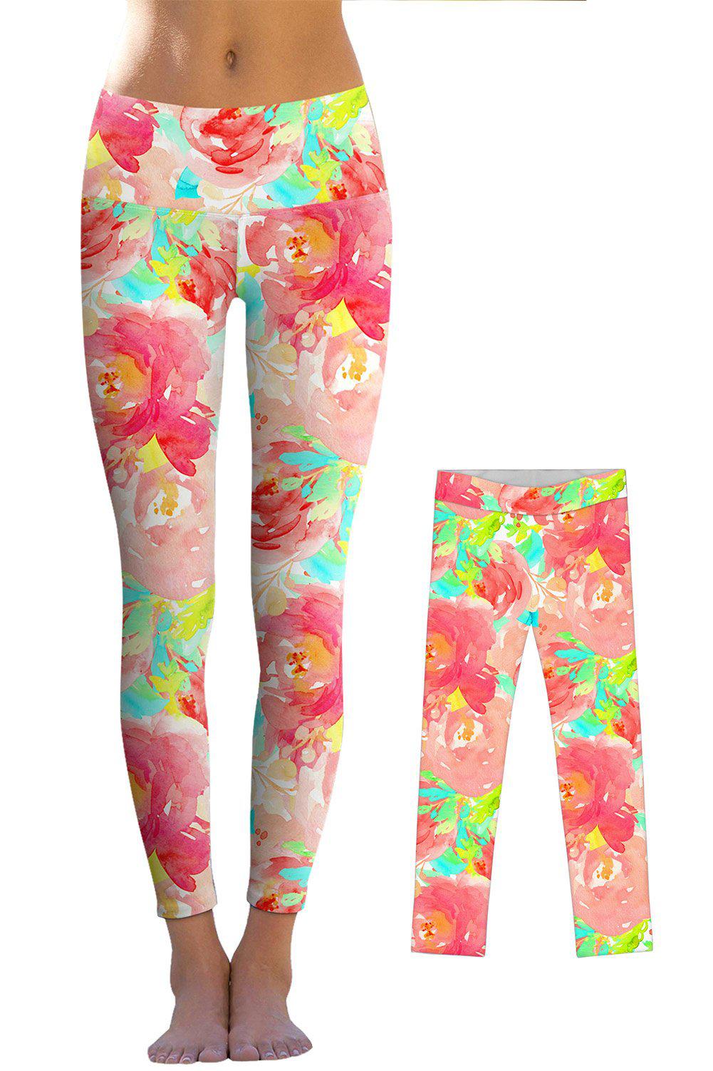 Fantasia Ellie Pink Floral Print Yoga Capri Leggings - Women