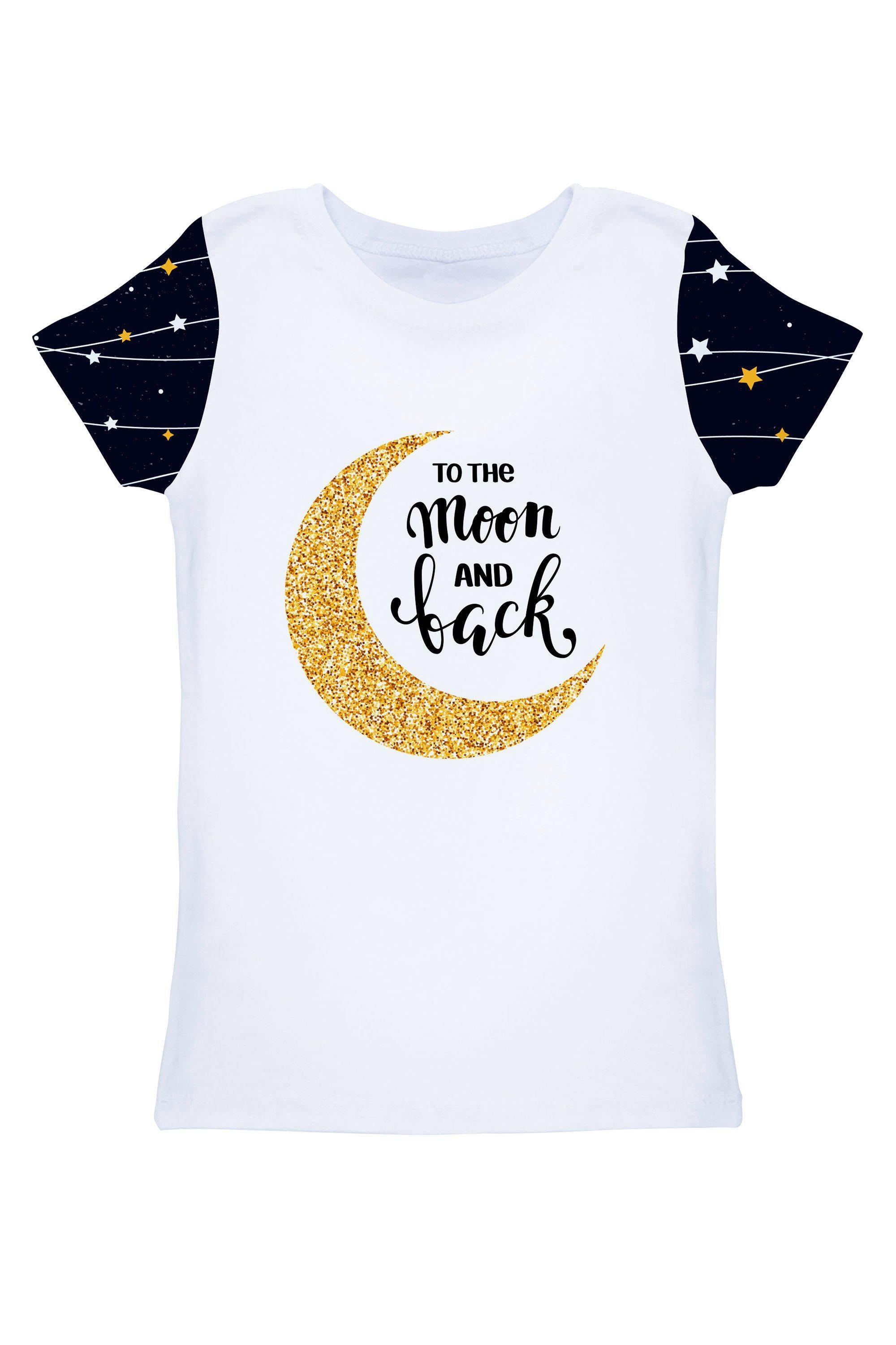 CLEARANCE! 65% off with code: VIP65 - To the Moon & Back Zoe White Cute Designer T-Shirt - Women