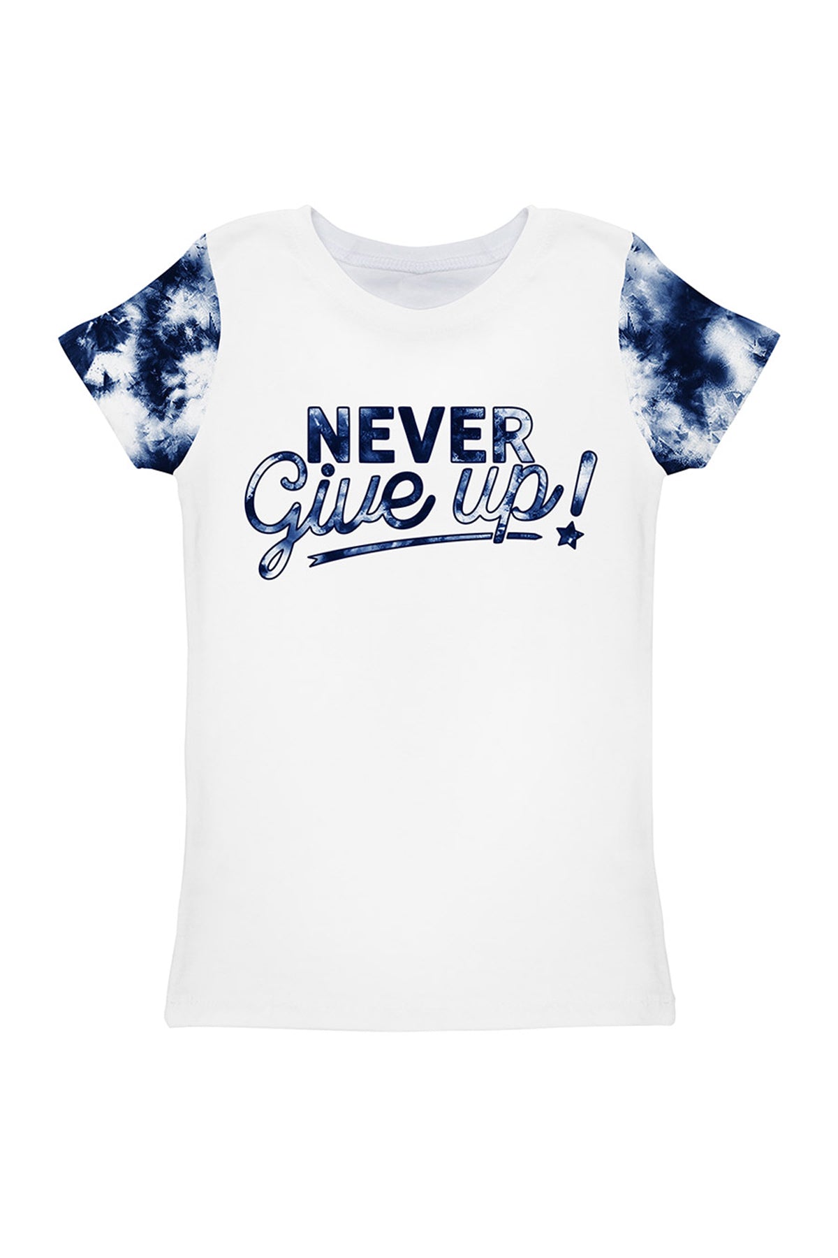 CLEARANCE! 65% off with code: VIP65 - Waterfall Zoe White & Blue Never Give Up Quote Cute T-Shirt - Kids