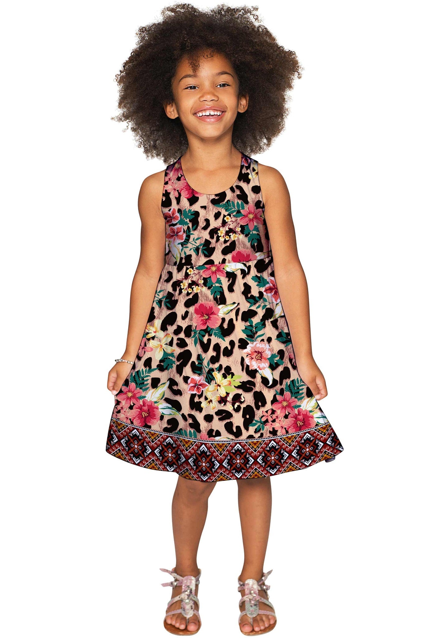 Wild & Free Sanibel Leopard Print Fit & Flare Knit Dress - Girls