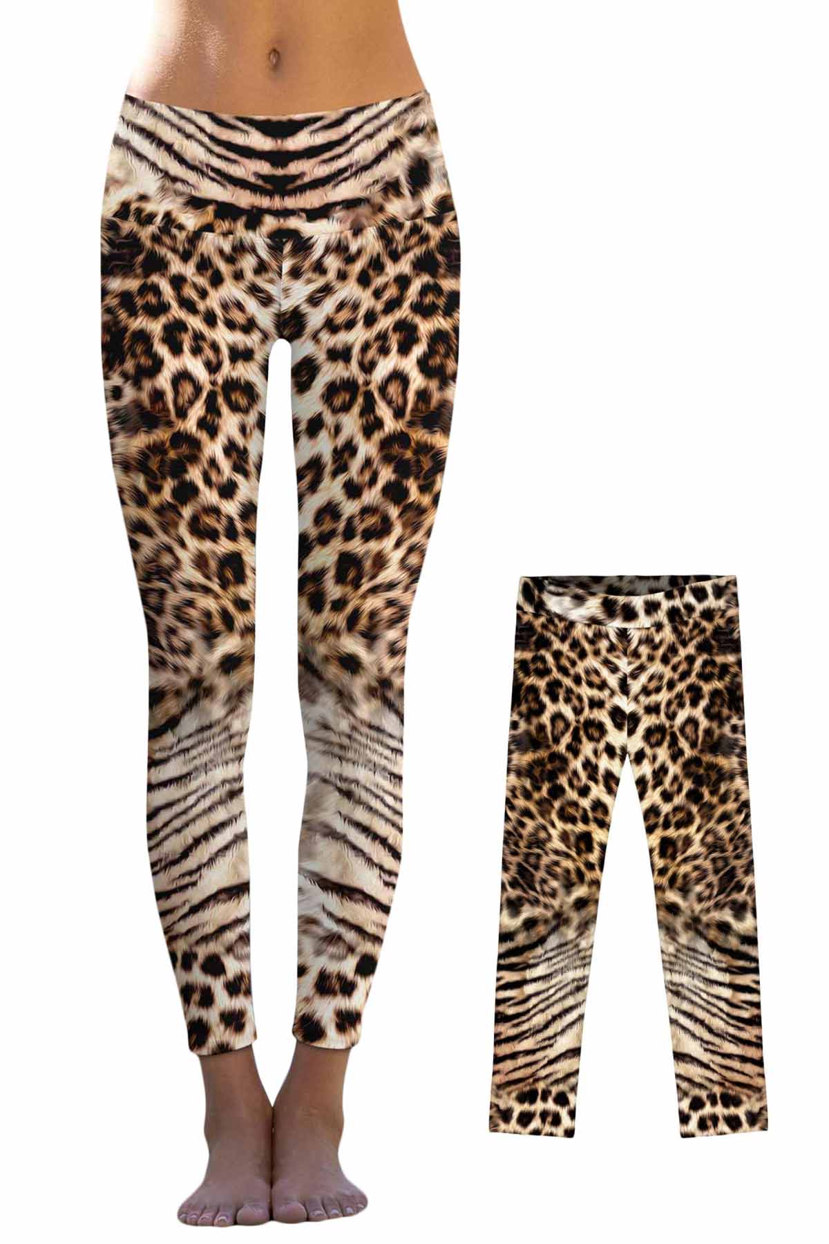 Wild Instinct Lucy Brown Animal Leopard Print Leggings - Mommy and Me