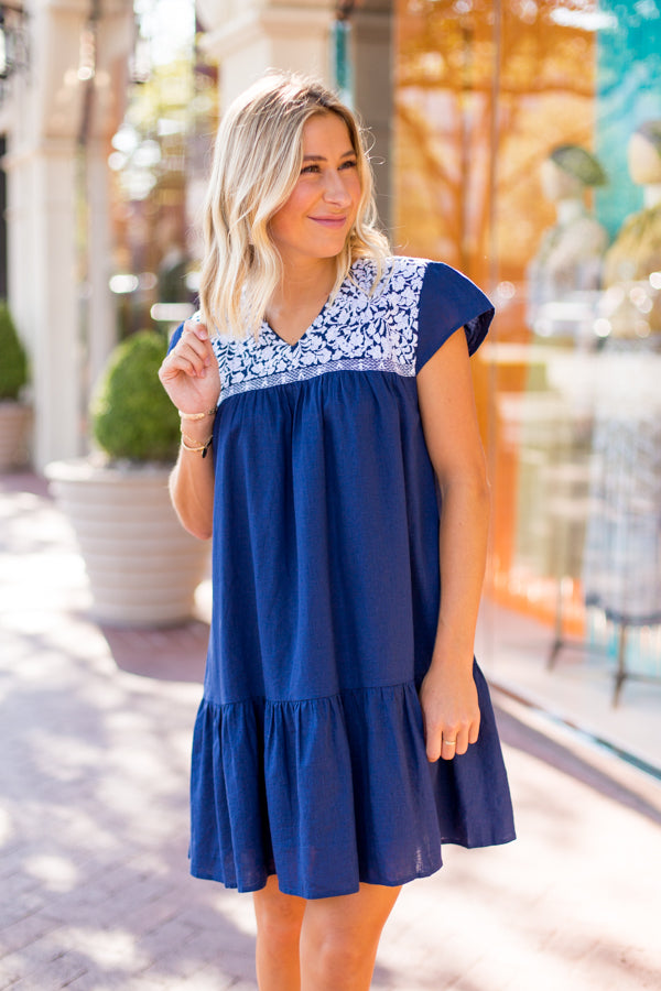 The Peyton Dress - Navy – The Impeccable Pig