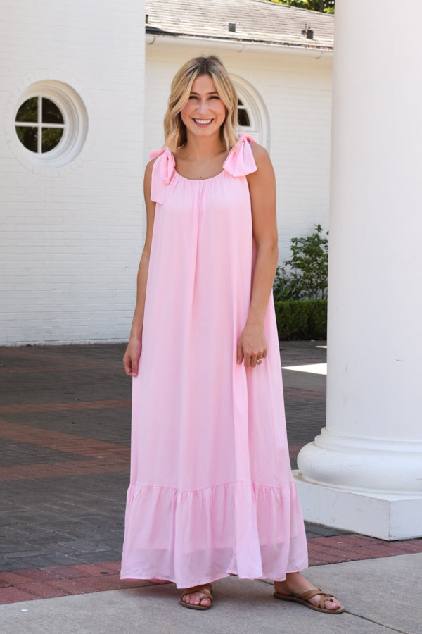 pink beach maxi dress