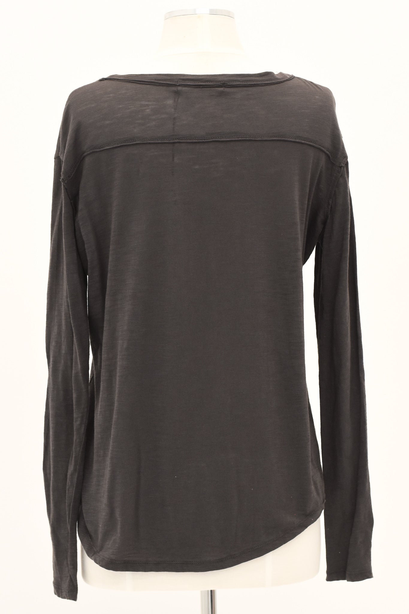 Scoop Neck Long Sleeve Tee - Charcoal