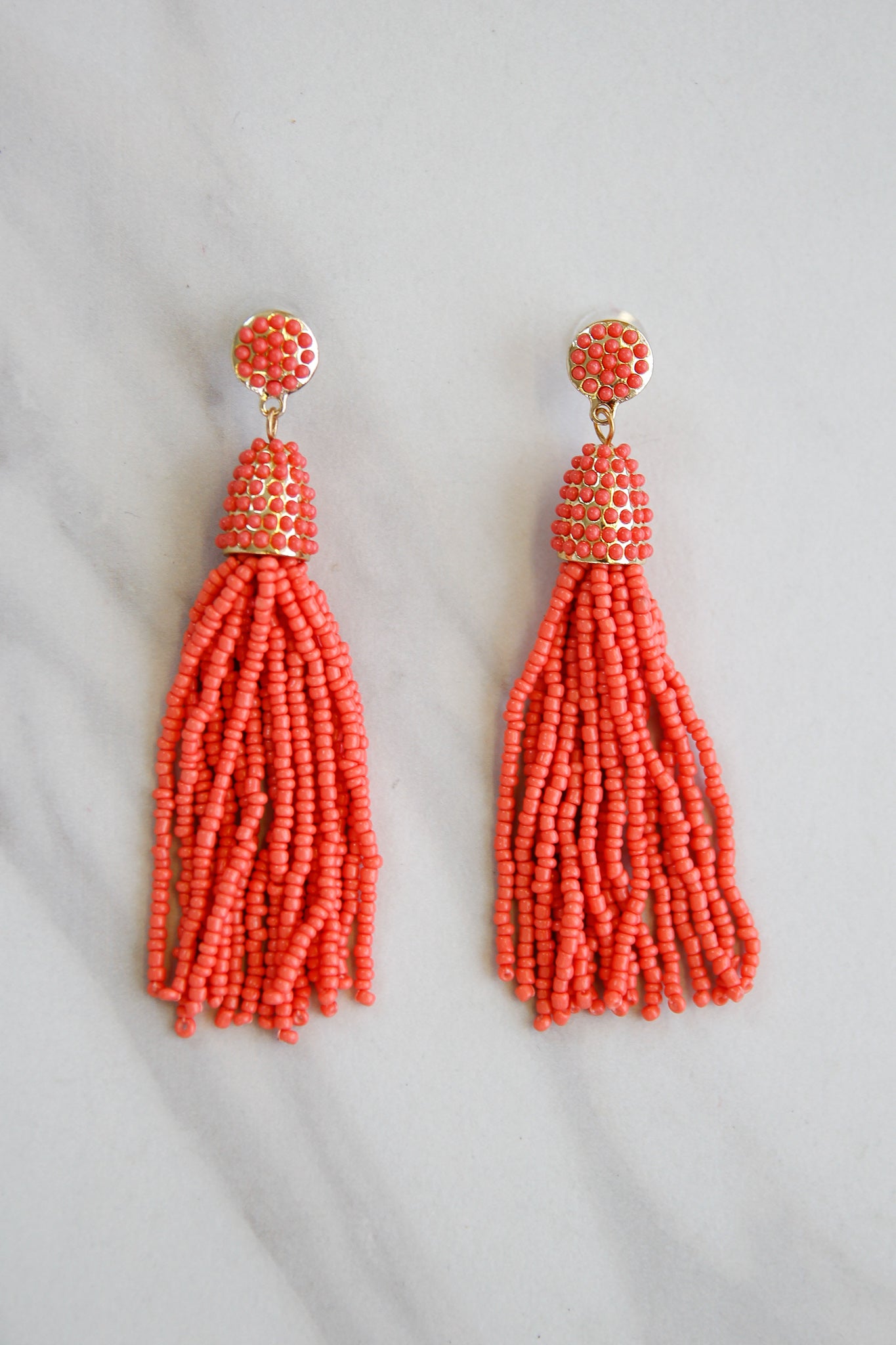 coral beaded earrings