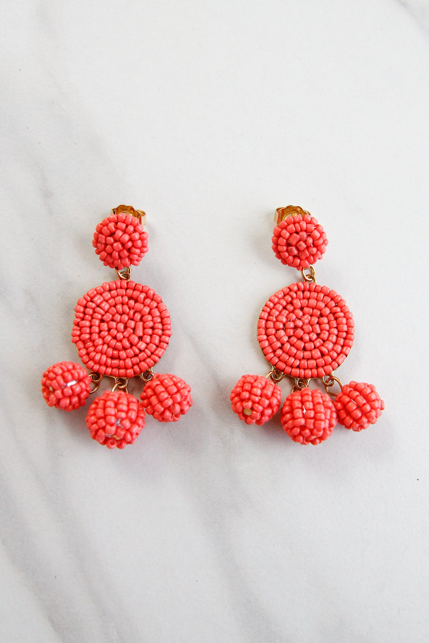 coral beaded earrings