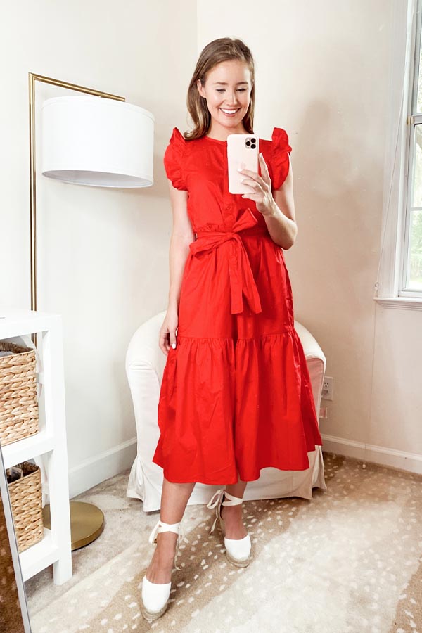 red summer midi dress