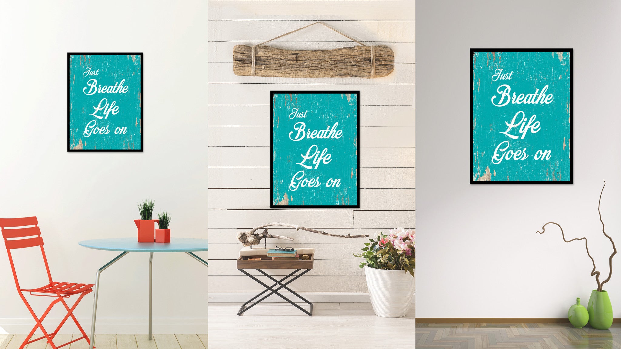 Just Breathe Life Goes Quote Saying Home Decor Wall Art Gift Ideas