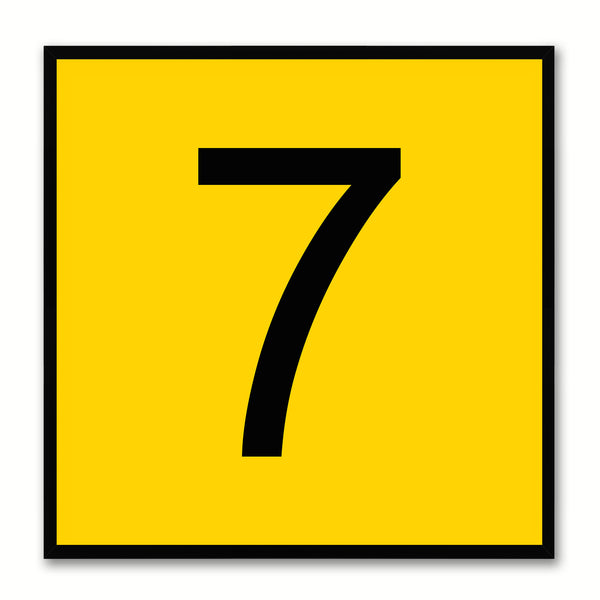 Number 7 Yellow Canvas Print Black Frame Kids Bedroom Wall DÃ©cor Home Art