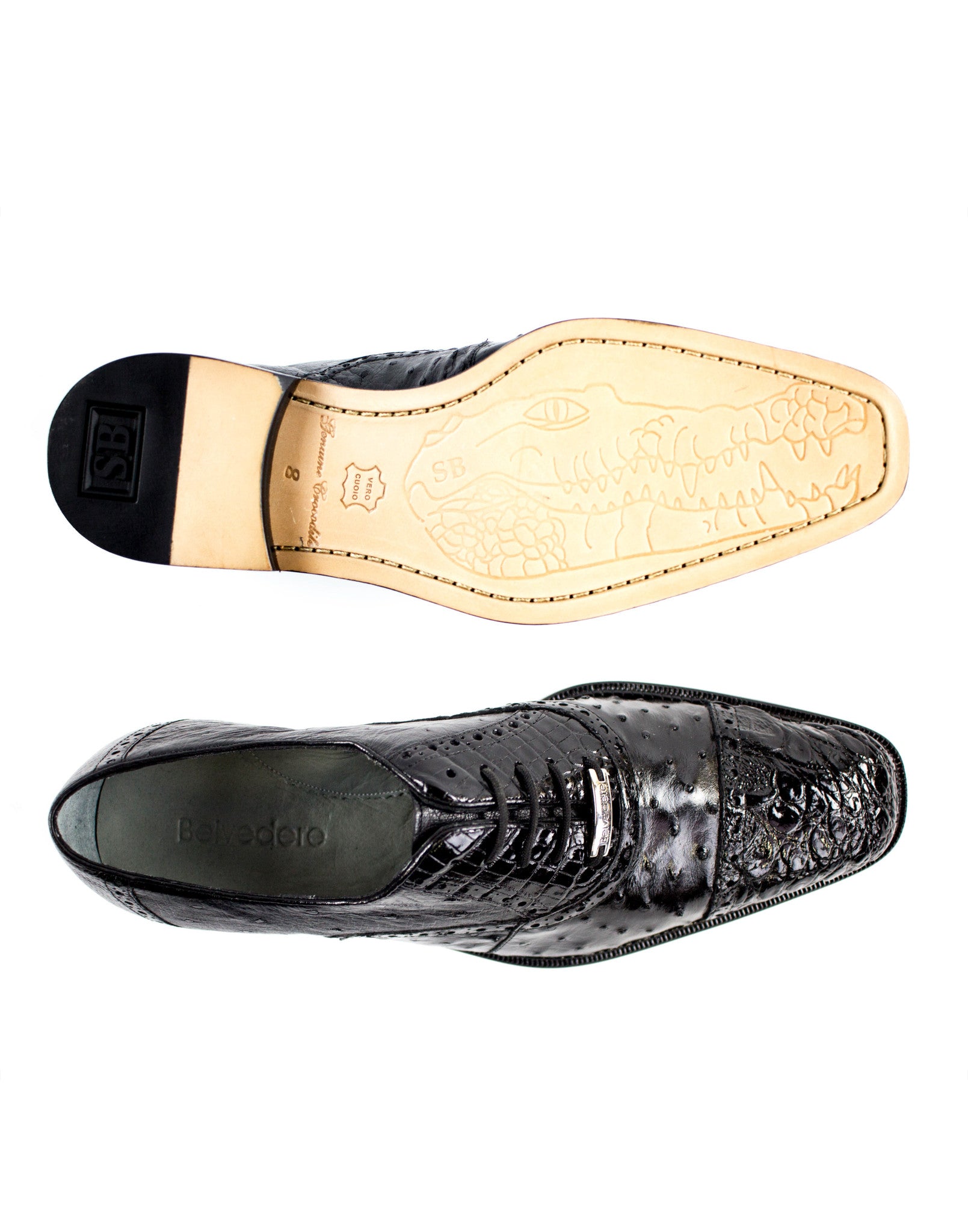 Shop Belvedere Valter in Grey Genuine Caiman Croc –